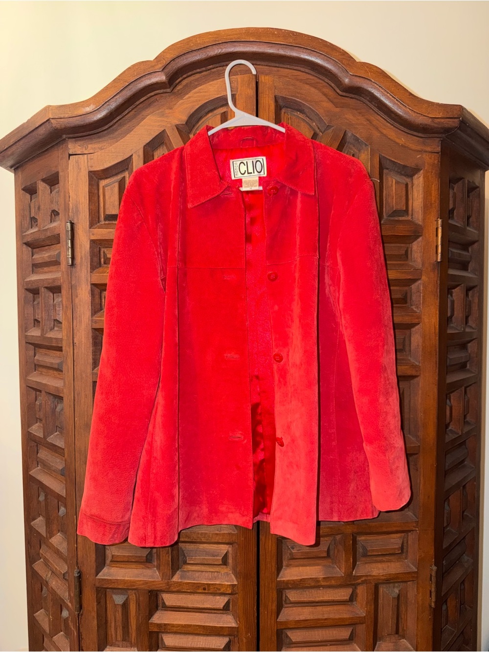 Clio Vibrant Red Velvet Blazer Jacket